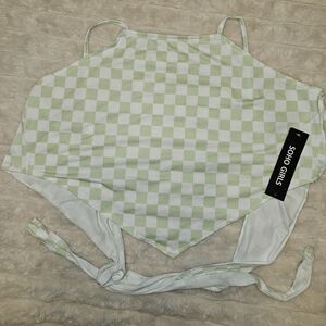 Soho Girls Green Checkered Crop Top
